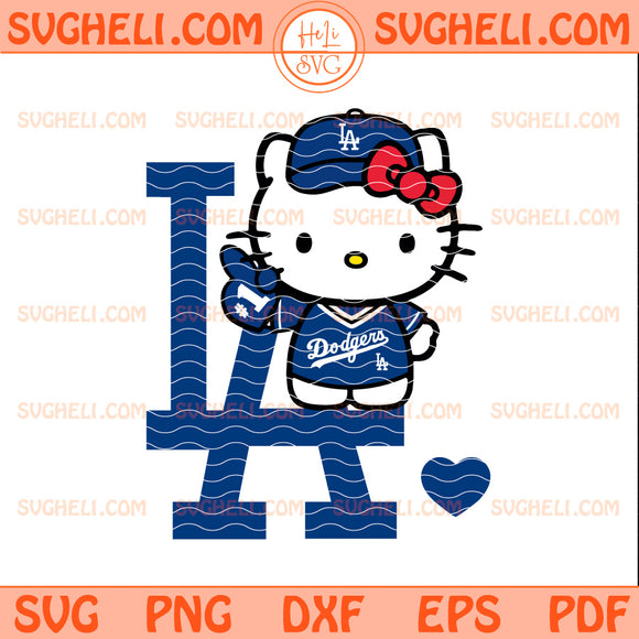 Hello Kitty LA Dodgers Baseball Svg LA Dodgers Heart Svg