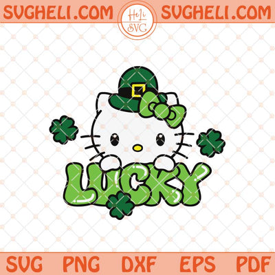 Hello Kitty Lucky Shamrock St Patrick’s Day Svg Lucky Svg Png Dxf Eps Files