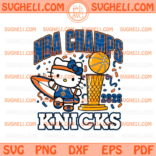 Hello Kitty New York Knicks NBA Champs 2026 Basketball Svg