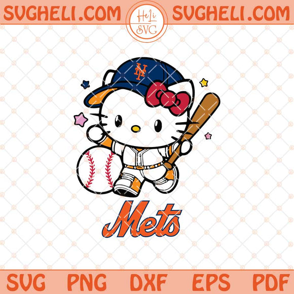 Hello Kitty New York Mets Baseball Svg Kitty Baseball Svg Png Dxf Eps Files