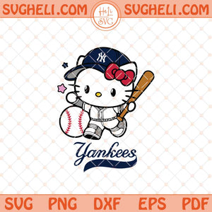 Hello Kitty New York Yankees Baseball Svg Kitty Baseball Svg Png Dxf Eps Files