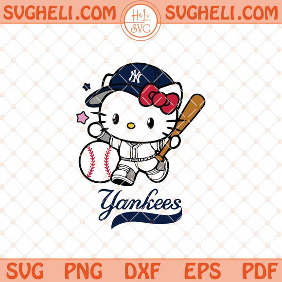 Hello Kitty New York Yankees Baseball Svg Kitty Baseball Svg Png Dxf Eps Files