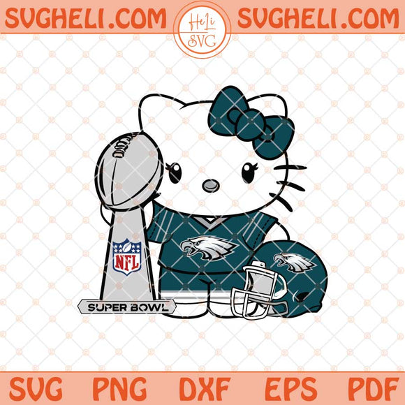 Hello Kitty Philadelphia Eagles Super Bowl LIX Svg Png Dxf Eps Files