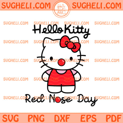 Hello Kitty Red Nose Day Heart Svg Red Nose Day 2026 Svg