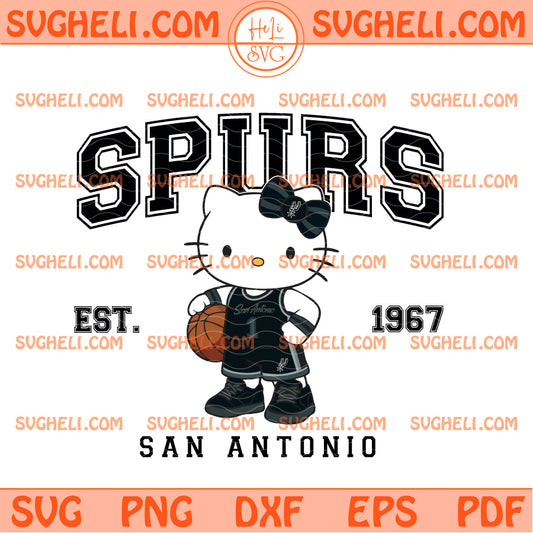 Hello Kitty San Antonio Spurs NBA Basketball Est 1967 Svg