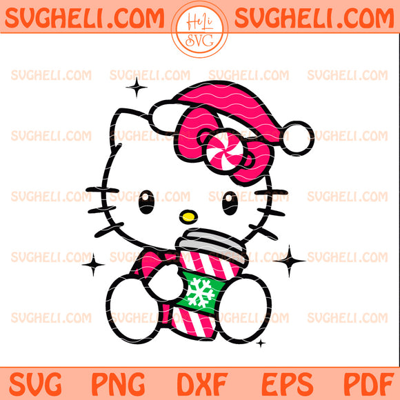 Hello Kitty Santa Hat Coffee Svg Sanrio Christmas Svg