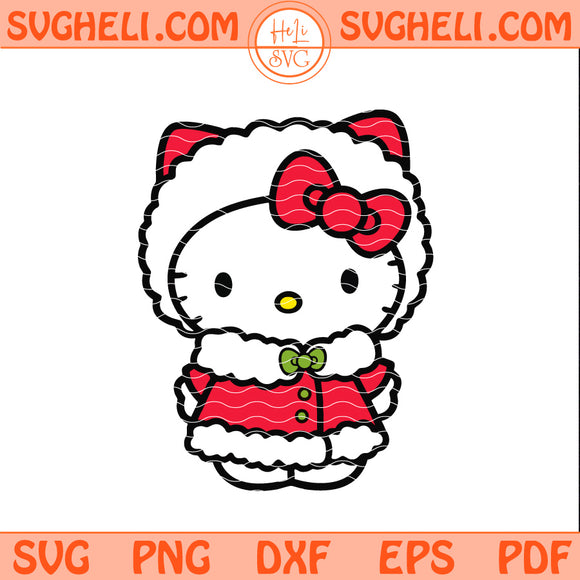 Hello Kitty Santa Svg Hello Kitty Christmas Svg Png Dxf Eps Pdf Files