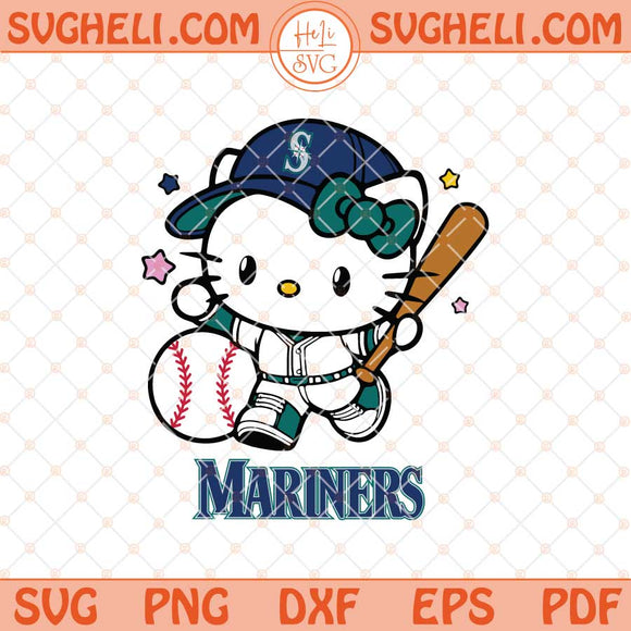 Hello Kitty Seattle Mariners Baseball Svg Kitty Baseball Svg Png Dxf Eps Files