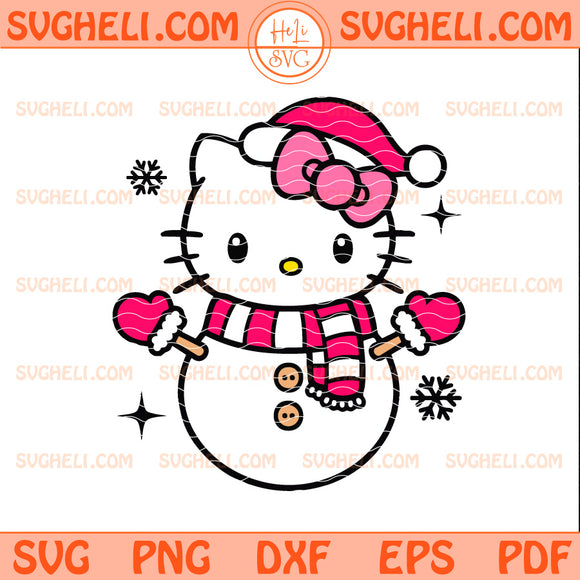 Hello Kitty Snowman Svg Hello Kitty Christmas Svg