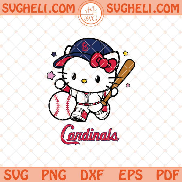 Hello Kitty St Louis Cardinals Baseball Svg Kitty Baseball Svg Png Dxf Eps Files