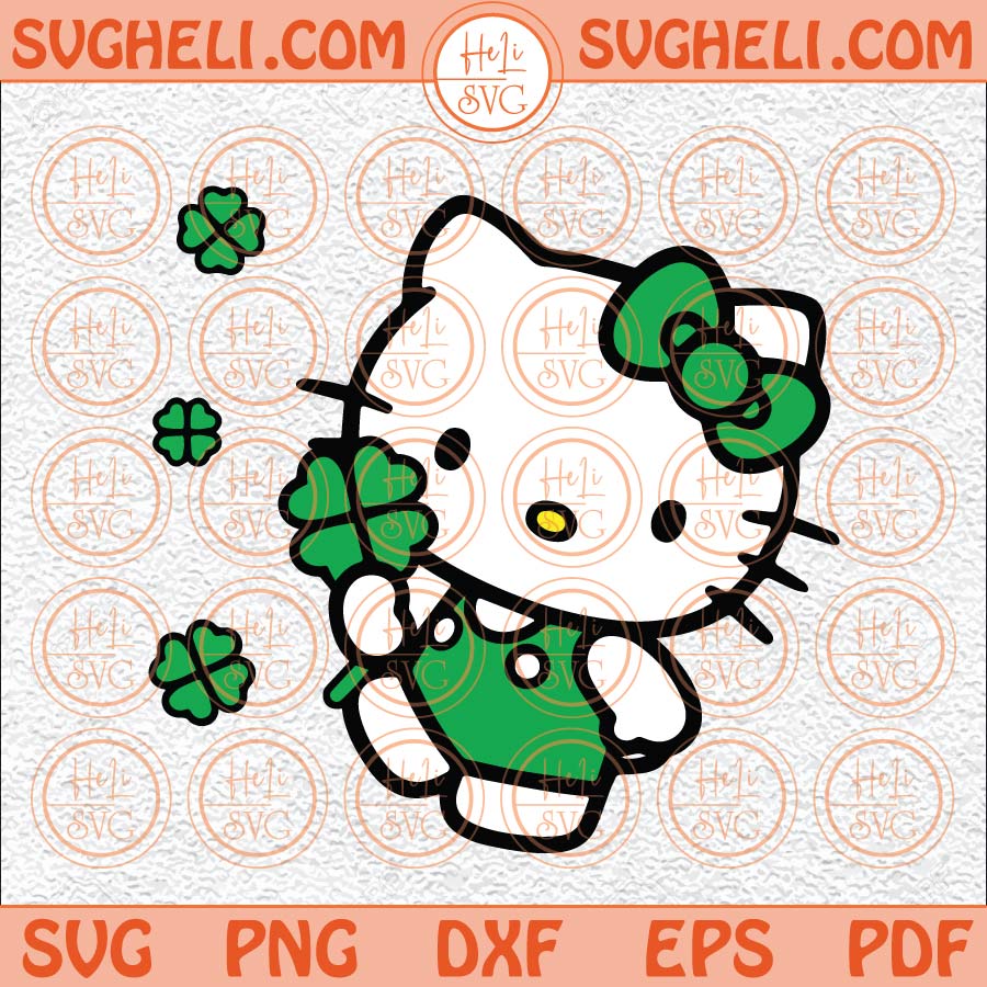 Hello Kitty St Patricks Day Svg Lucky Leprechaun Kitty Svg Png