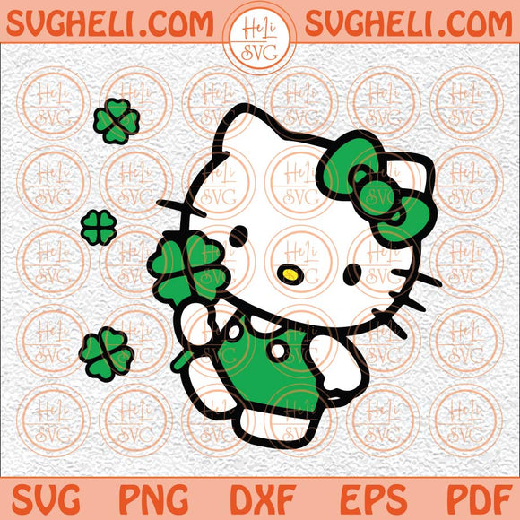 Hello Kitty St Patricks Day Svg Lucky Leprechaun Kitty Svg Png Dxf Eps Files