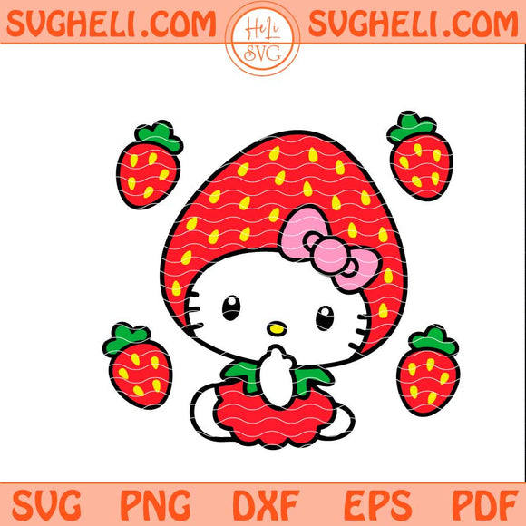 Hello Kitty Strawberry Svg Sanrio Svg Hello Kitty Svg Png Dxf Eps Files