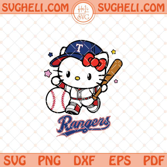 Hello Kitty Texas Rangers Baseball Svg Kitty Baseball Svg Png Dxf Eps Files