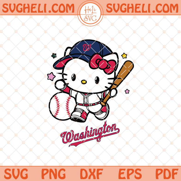 Hello Kitty Washington Nationals Baseball Svg Baseball Svg Png Dxf Eps Files