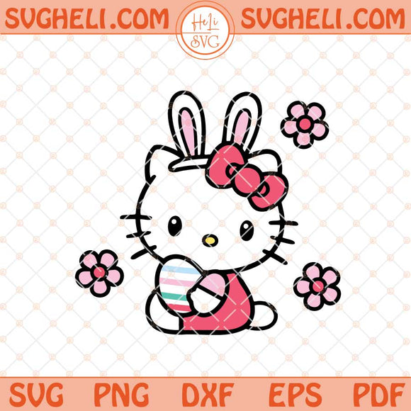 Hello Kitty With Easter Egg Svg Sanrio Pink Hello Kitty Svg Png Dxf Eps Files
