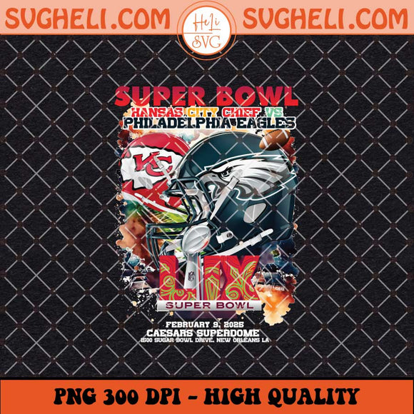 Helmet Kansas City Chiefs vs Eagles Super Bowl LIX Png Sublimation Files