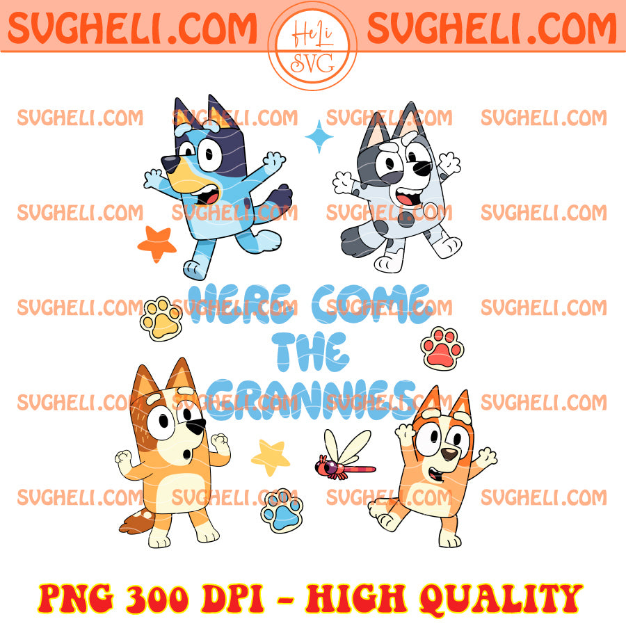 Here Come The Grannies Bluey And Bingo Png Bluey Family Png