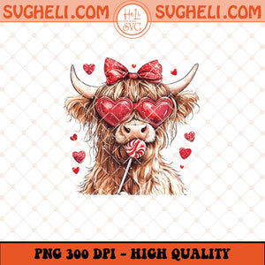 Highland Cow Png Valentine Coquette Png Valentine's Day Png Sublimation Files