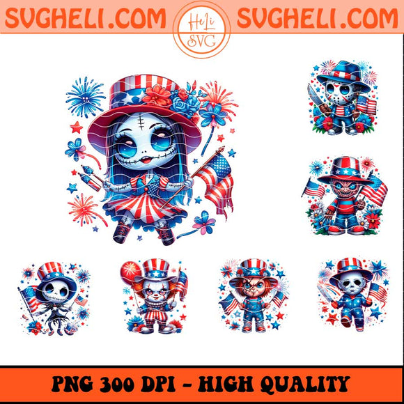 Horror America Png Bundle Horror Movie Fourth Of July Png Sublimation Files