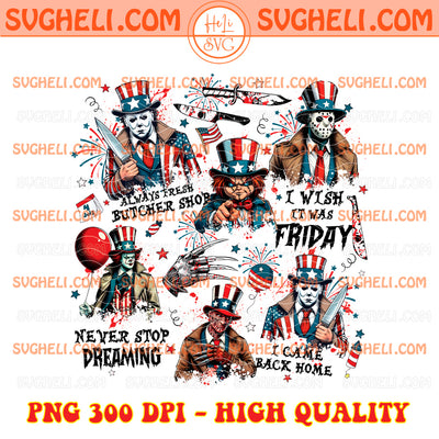 Horror Characters 4th Of July Png Retro America Png