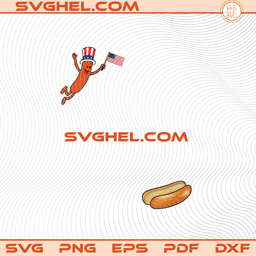 Hotdog Freedom Dive Funny Uncle Sam Hot Dog Jumping Into Bun Svg