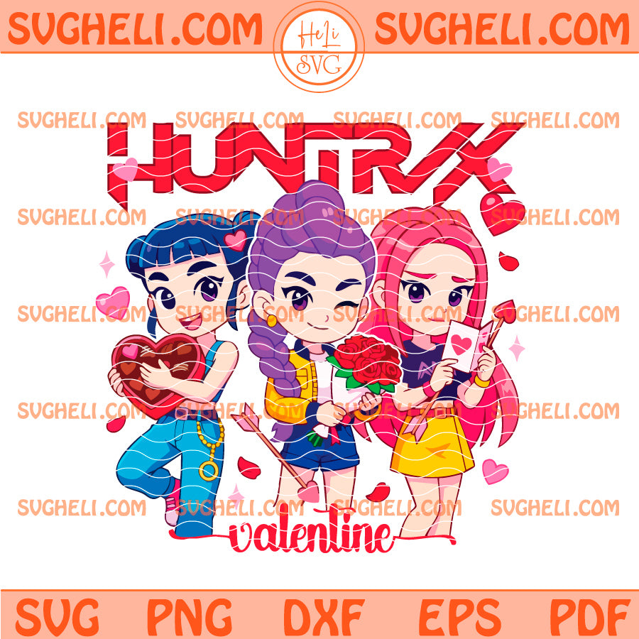 Huntrix Anime Valentine Svg Mira Rumi Zoey Valentine Svg