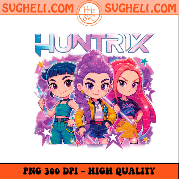 Huntrix Chibi Png Cute KPop Demon Hunters Girl Group Png