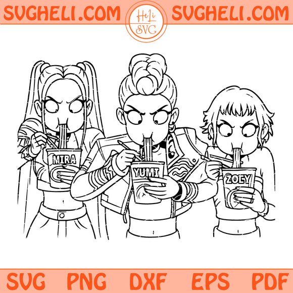 Huntrix Ramen Svg Kpop Demon Hunters Huntrix Noodles Svg Png Dxf Eps Files