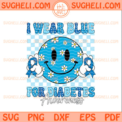 I Wear Blue for Diabetes Awareness Smile Face Women Svg