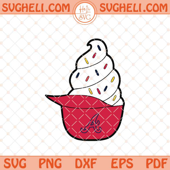 Ice Cream Atlanta Braves Hat Svg Braves Ice Cream Hat Svg Png Dxf Eps Files