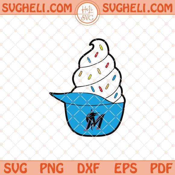 Ice Cream Miami Marlins Hat Svg Miami Ice Cream Hat Svg Png Dxf Eps Files