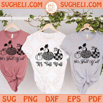 It's Fall Y'all Svg Leopard Pumpkin Plaid Pumpkin Fall Svg Png Sublimation Dxf Eps Files