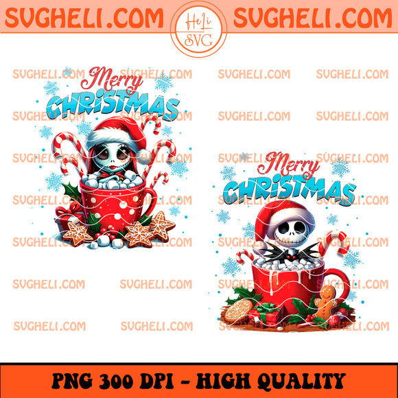 Jack and Sally Merry Christmas Coffee Png