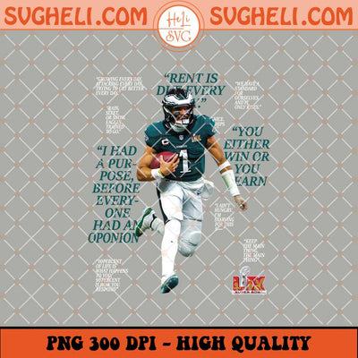 Jalen Hurts Eagles Super Bowl LIX 2025 Champions Png Sublimation Files