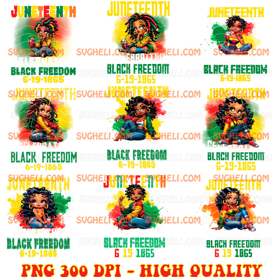 Juneteenth Celebrating Black Freedom 1865 African Png Bundle