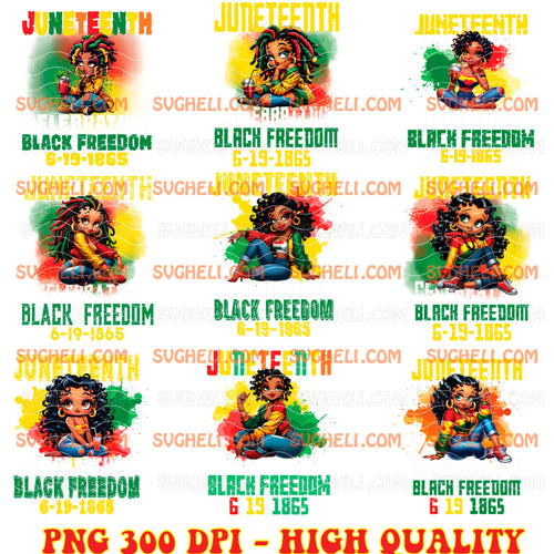 Juneteenth Celebrating Black Freedom 1865 African Png Bundle