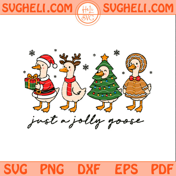 Just A Jolly Goose Svg Santa Goose and Gingerbread Clipart