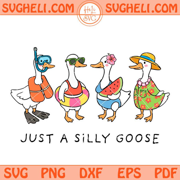Just A Silly Goose Summer Svg Cute Retro Goose Family Svg Png Dxf Eps Files
