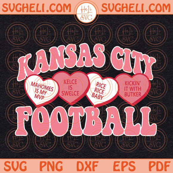 KC Candy Hearts Svg KC Chiefs Svg Mahomes Svg Kc Football Svg Png Dxf Eps Files