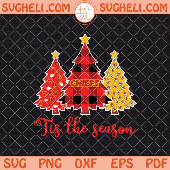 KC Tis the Season Christmas Trees Svg Football Kansas City Svg Png Dxf Eps Files