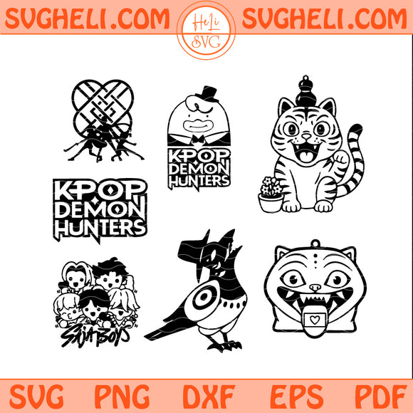KPOP Demon Hunters Black Design Svg Bundle Saja Boys Svg