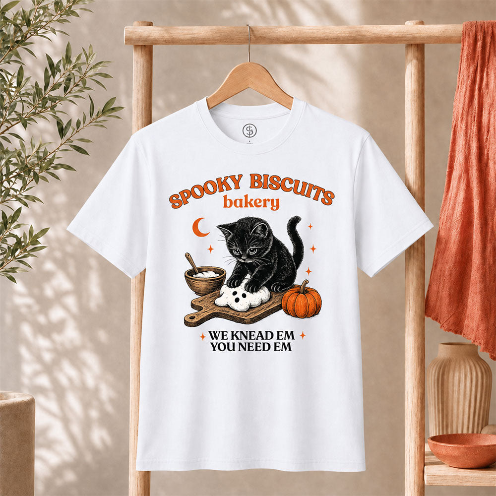 Kitty Biscuits Shirt Spooky Season T-shirt Black Cat T-shirt