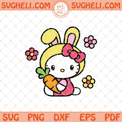Kitty Bunny Carrot Svg Hello Kitty Easter Egg Bunny Svg Png Dxf Eps Files
