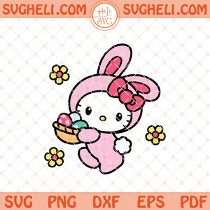 Kitty Easter Bunny Eggs Basket Svg Pink Kitty Bunny Svg Png Dxf Eps Files