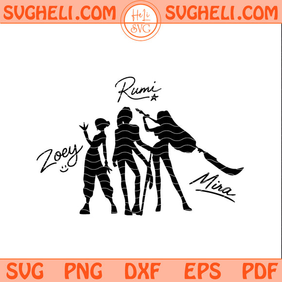 Kpop Demon Hunters Rumi Zoey Mira Svg Huntrix Band Svg Png Dxf Eps Pdf Files