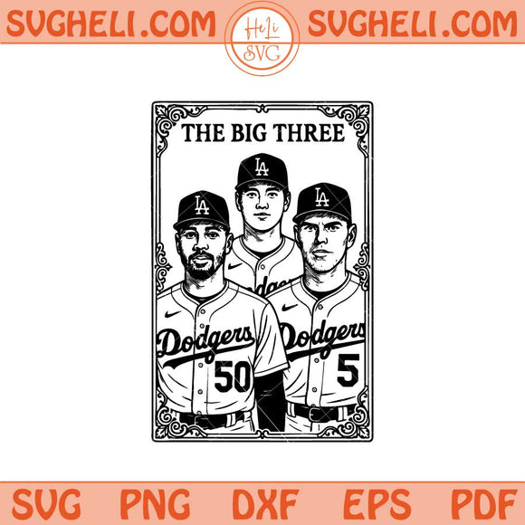 LA Dodgers Big Three Svg Betts Ohtani Freeman Line Art Svg Png Dxf Eps Files