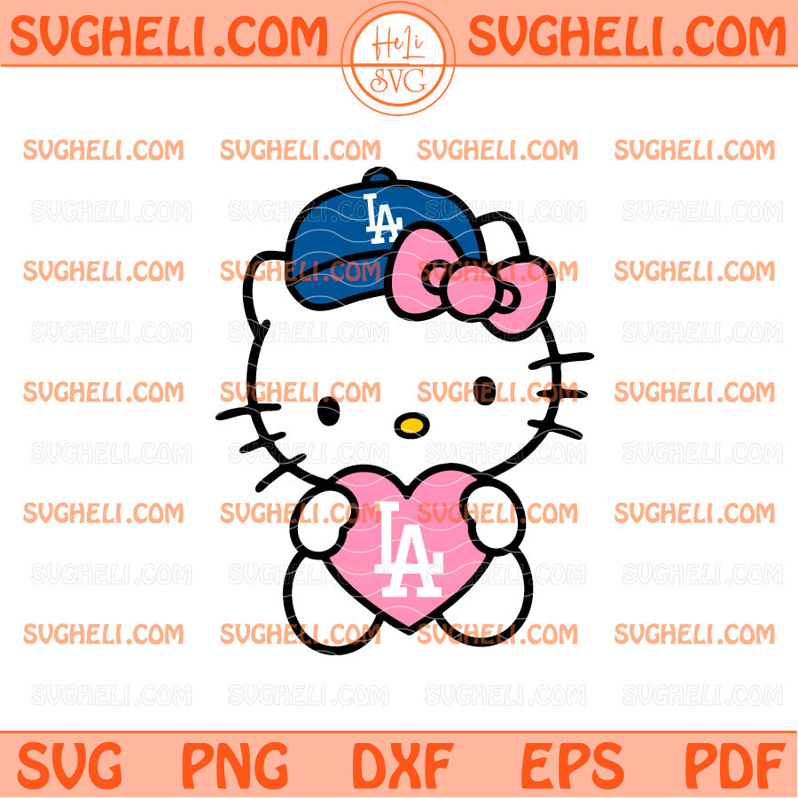 LA Dodgers Hello Kitty Pink Baseball Svg Kitty Dodgers Svg