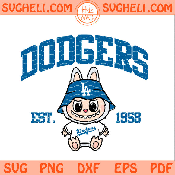 LA Dodgers Labubu Baseball Svg Labubu MLB Svg Png Dxf Eps Pdf Files