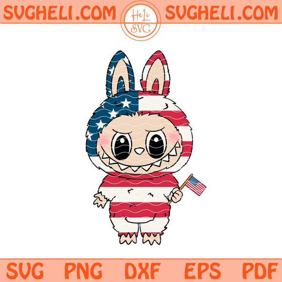 Labubu 4th of July Svg America Labubu Patriotic Svg Png Dxf Eps Files